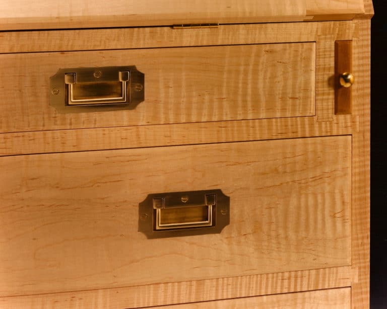 Gregory Hay Designs Slant Top Secretary in Tiger Maple Detail